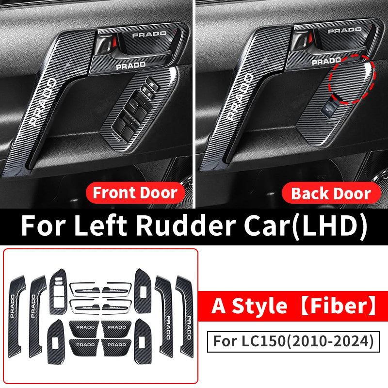 For Toyota Land Cruiser Prado 150 2010-2024 2023 2022 Car Door Handle Decorative Glass Switch Button LC150 Interior Accessories