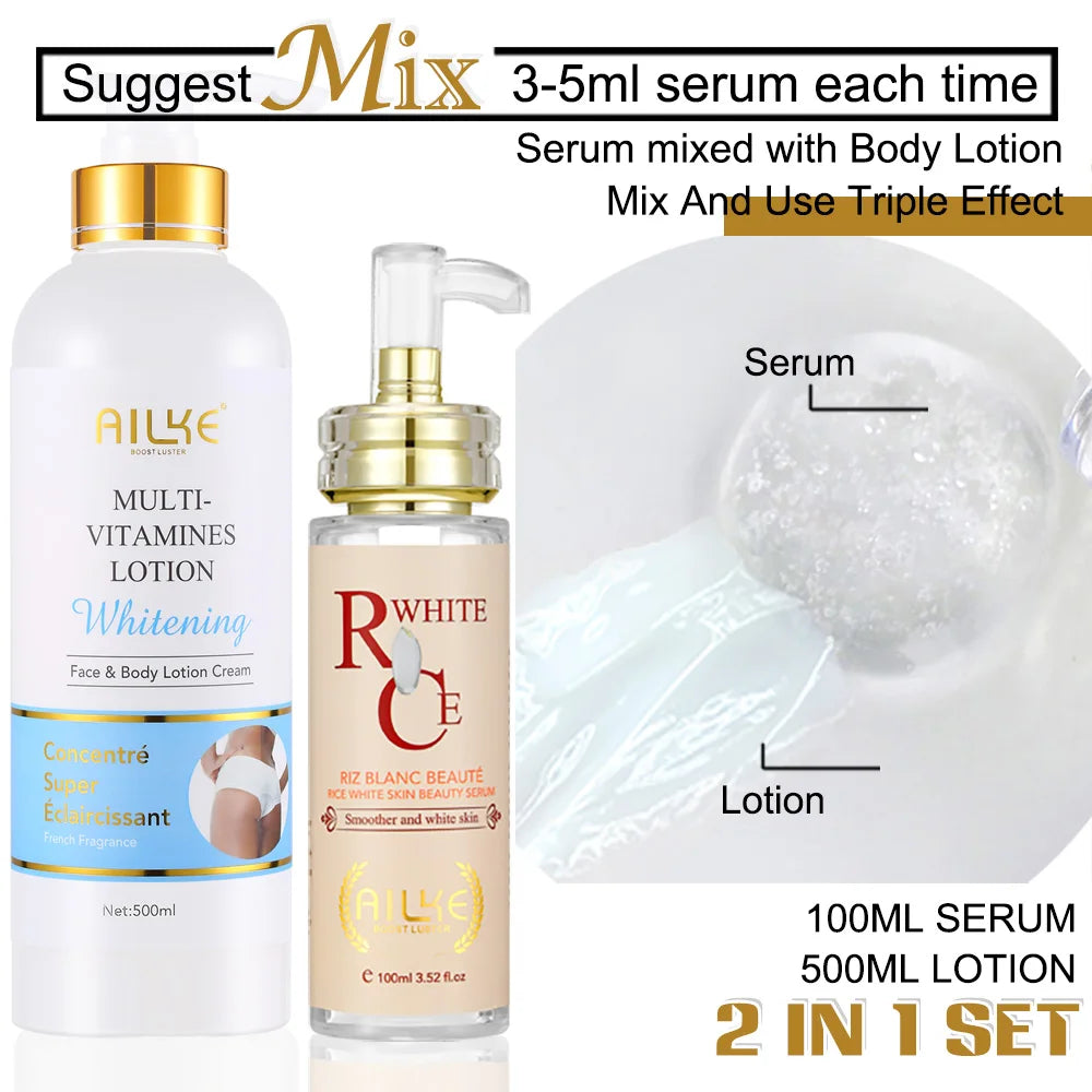 AILKE Multi-Vitamin Brightening Body Lotion – Vitamins A, E, B3 & B5 | Even Skin Tone & Radiance Moisturizer