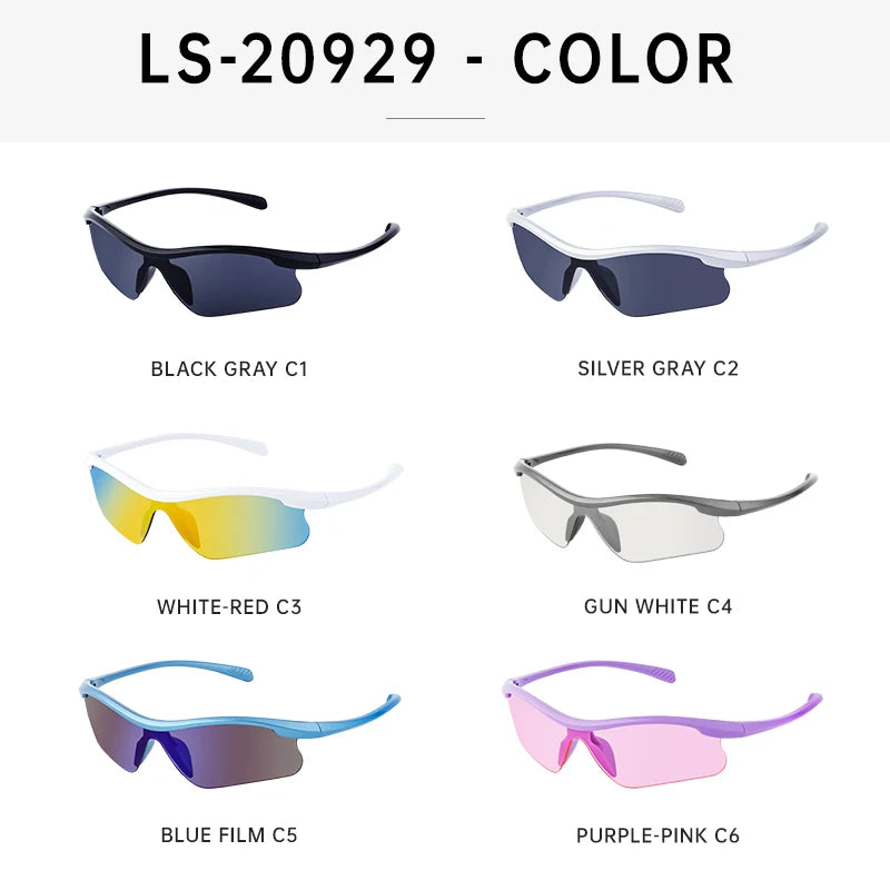 Semi-Rimless Cycling Sunglasses — One-Piece Windproof Lens