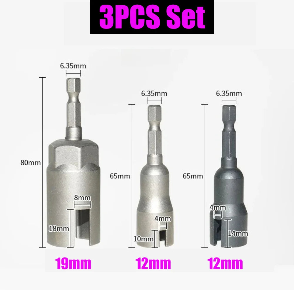 80/65mm 1/4” Hex Shank Wing Nut Driver Set Slot Wing Nuts Drill Bit Socket Wrenches Powerful Socket Inner Hexagonal Wrench