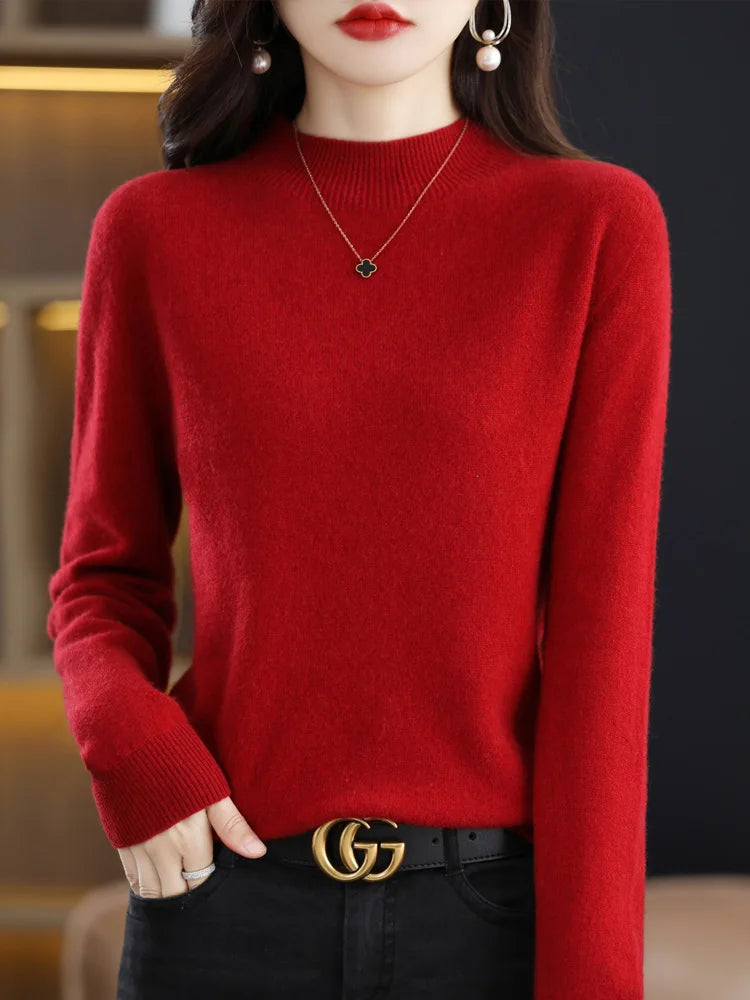 Women's soft mock neck pullover, solid knit — view 8 of 15