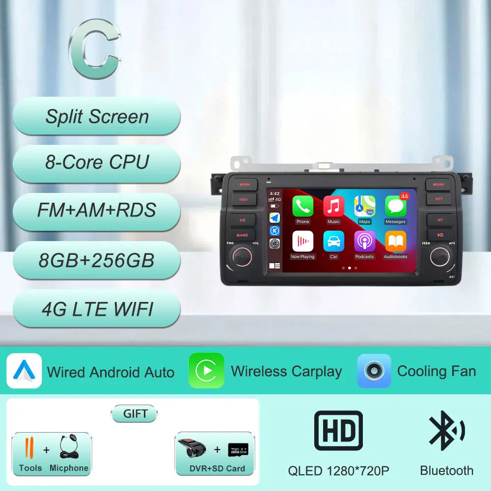7"Android 16 Car Radio for BMW E46 3 Series 318 320 325 330 335 M3 1998-2005 GPS Navi WiFi Bluetooth FM Touch Screen Car Stereo