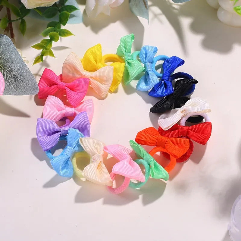 10/20/30/40pcs Cute Bow Elastic Non-slip Hair Ties | Suitable for All Occasions: Festive Photography, Fun Soft Hair Accessories