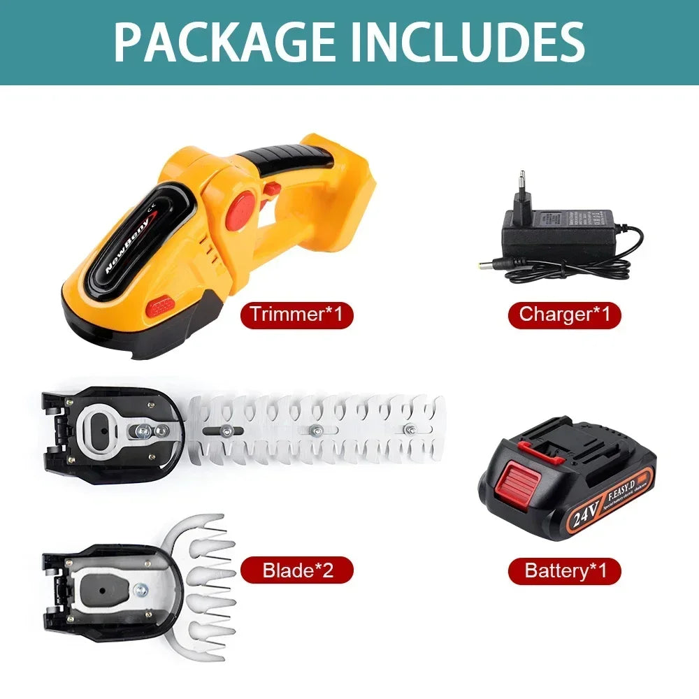 2-in-1 Cordless Hedge Trimmer & Grass Shear — 21V Battery Yard Tool