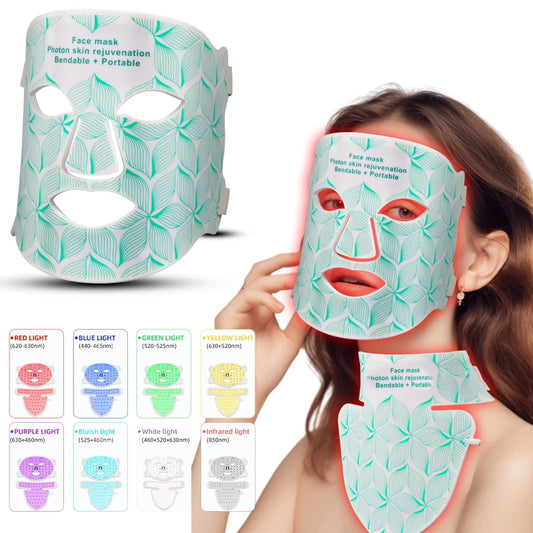 7 Colors + Infrared LED Face & Neck Mask – Red Light Therapy for Anti-Aging, Acne & Skin Tightening