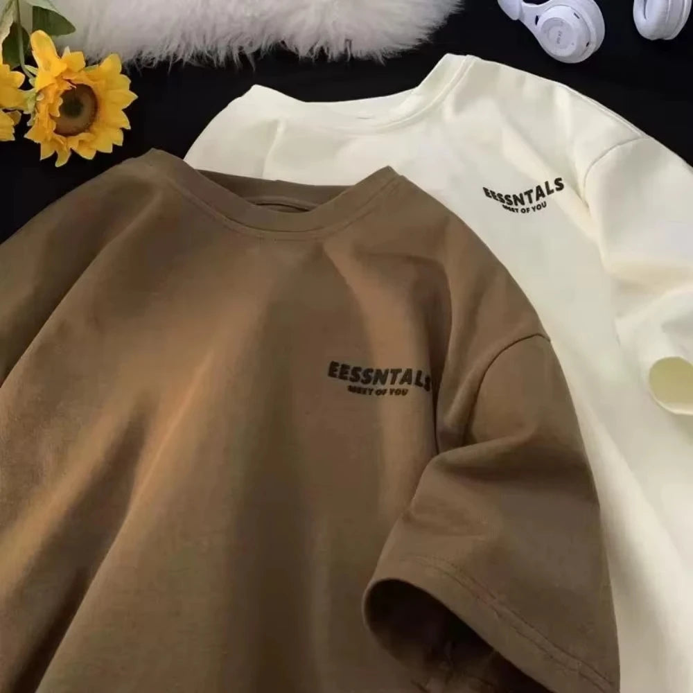 Men's Oversized Letter Print T-Shirt — 3D Streetwear Crew Tee