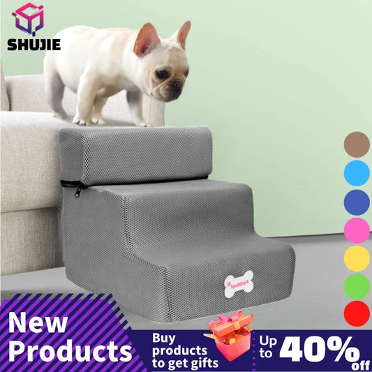Hot Dog House-Style 3-Step Pet Stairs - Anti-Slip