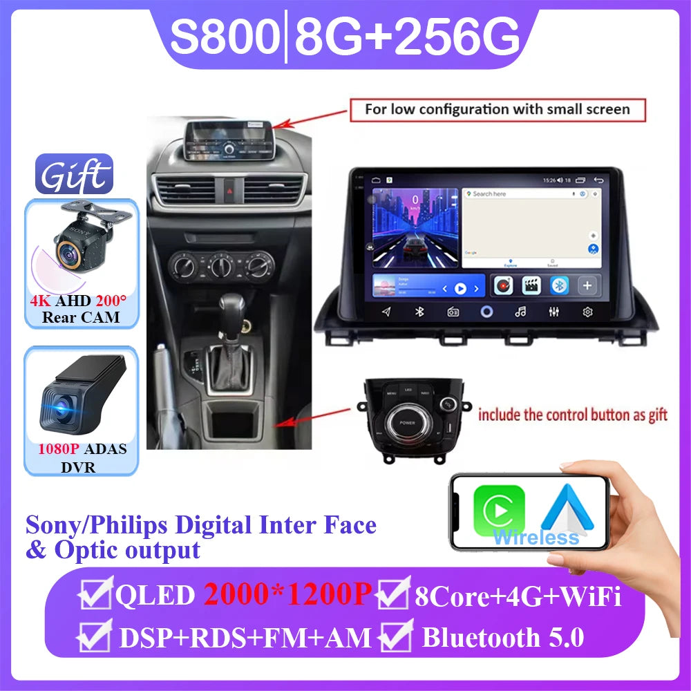 Android Car Stereo for Mazda 3 Axela (2014–2019) — CarPlay, Android Auto, GPS Navigation, Multimedia