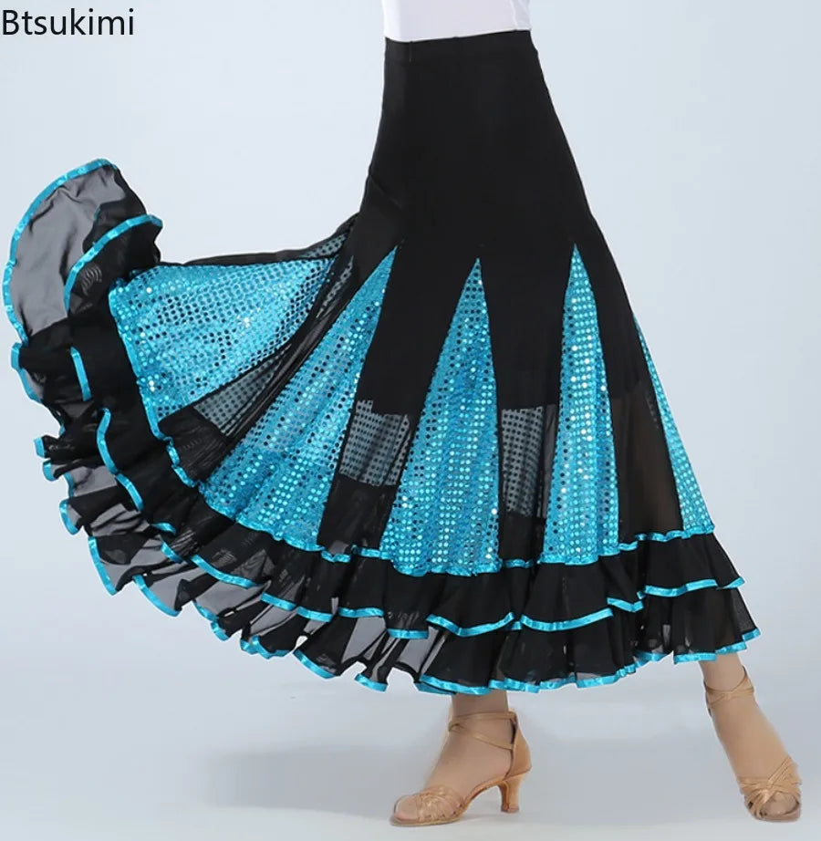 Women's sequin big swing long ballroom dress