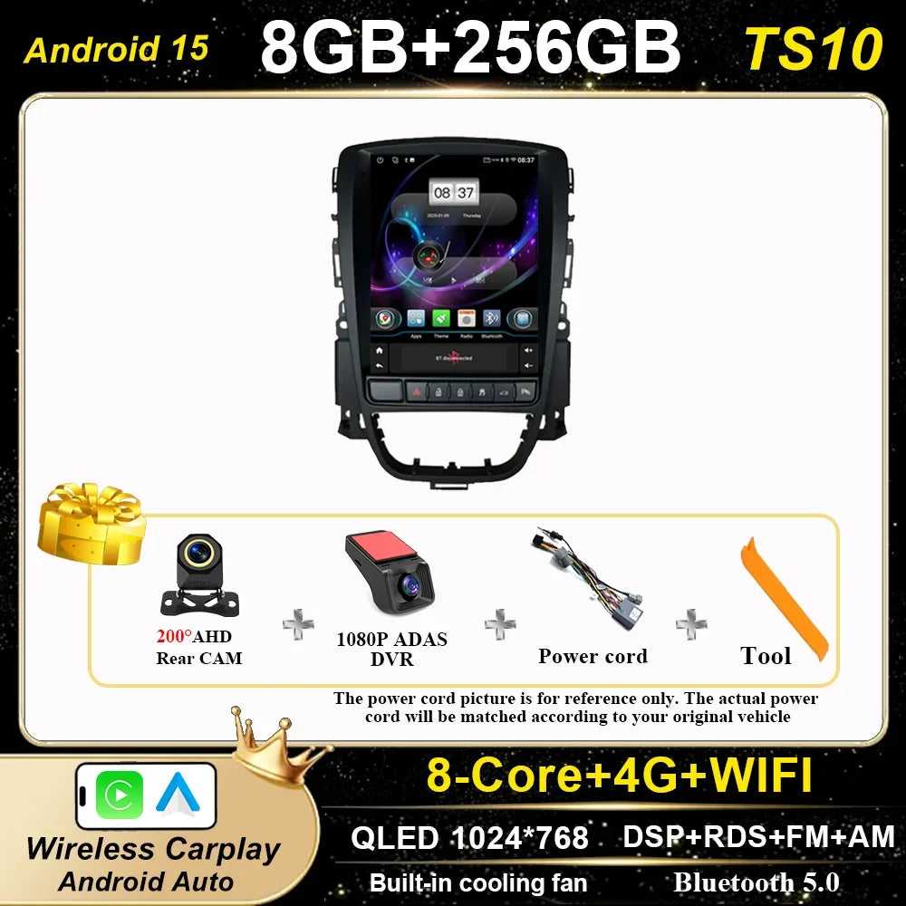 Car Stereo with Apple CarPlay & Android Auto, Compatible with Opel Astra J, Vauxhall & Buick Verano
