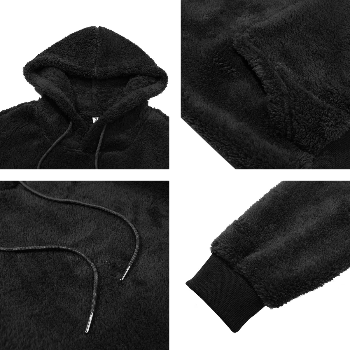 Men's Sherpa Hoodie - Plush Pullover Sweatshirt with Pockets - photo 3