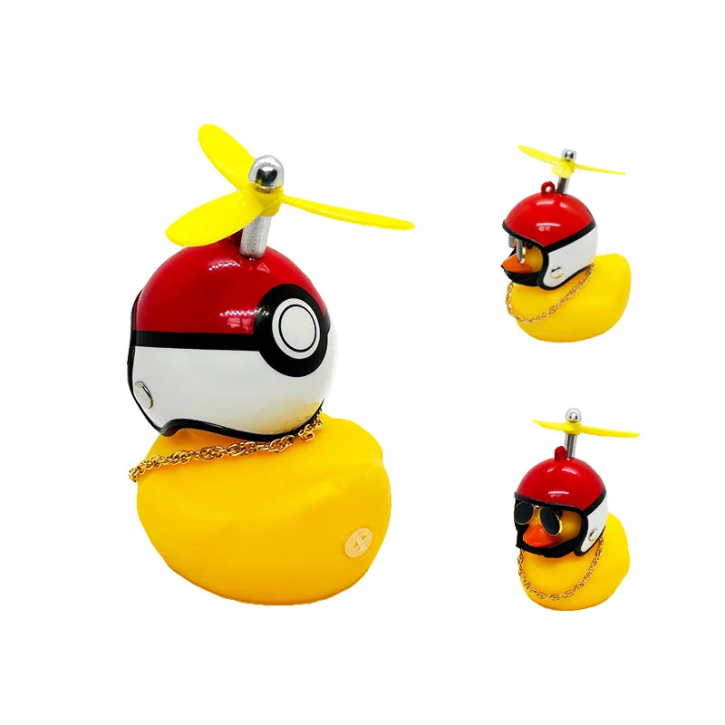 Motorcycle Accessories Cute Duck with Propeller Helmet Broken Wind Rubber Duck Toy Car Bicycle Small Yellow Duck Decor Ornaments