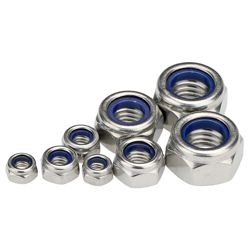 M2 M2.5 M3 M4 M5 M6 M8  M12 M14 M16 M18 M20  304 stainless Steel Nylon Insert Hex Lock Nuts A2 Hexagon Nyloc Self Locking Nut