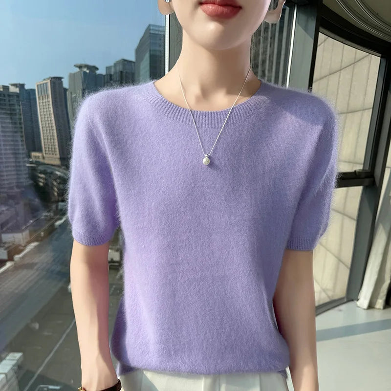 Women's Short Sleeve Knit Sweater Top