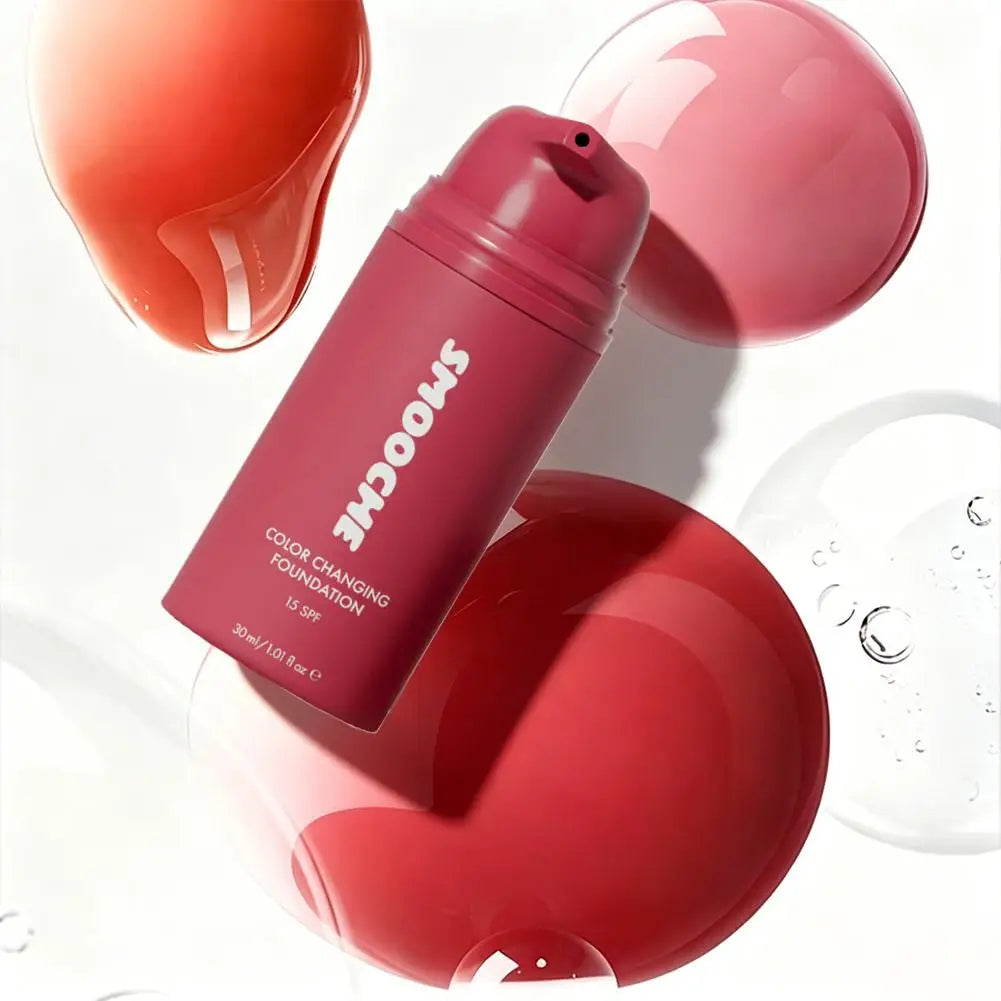Smooche Color Changing Foundation Self-Adjusting Shade High Covers Imperfections Long-Lasting Makeup Retention Korean Cosmetics