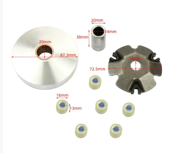 Scooter Motorcycle GY6 50 Active Wheel Kit Clutch 48cc Drive Plate Front Clutch 80cc Pulley Plate Kit