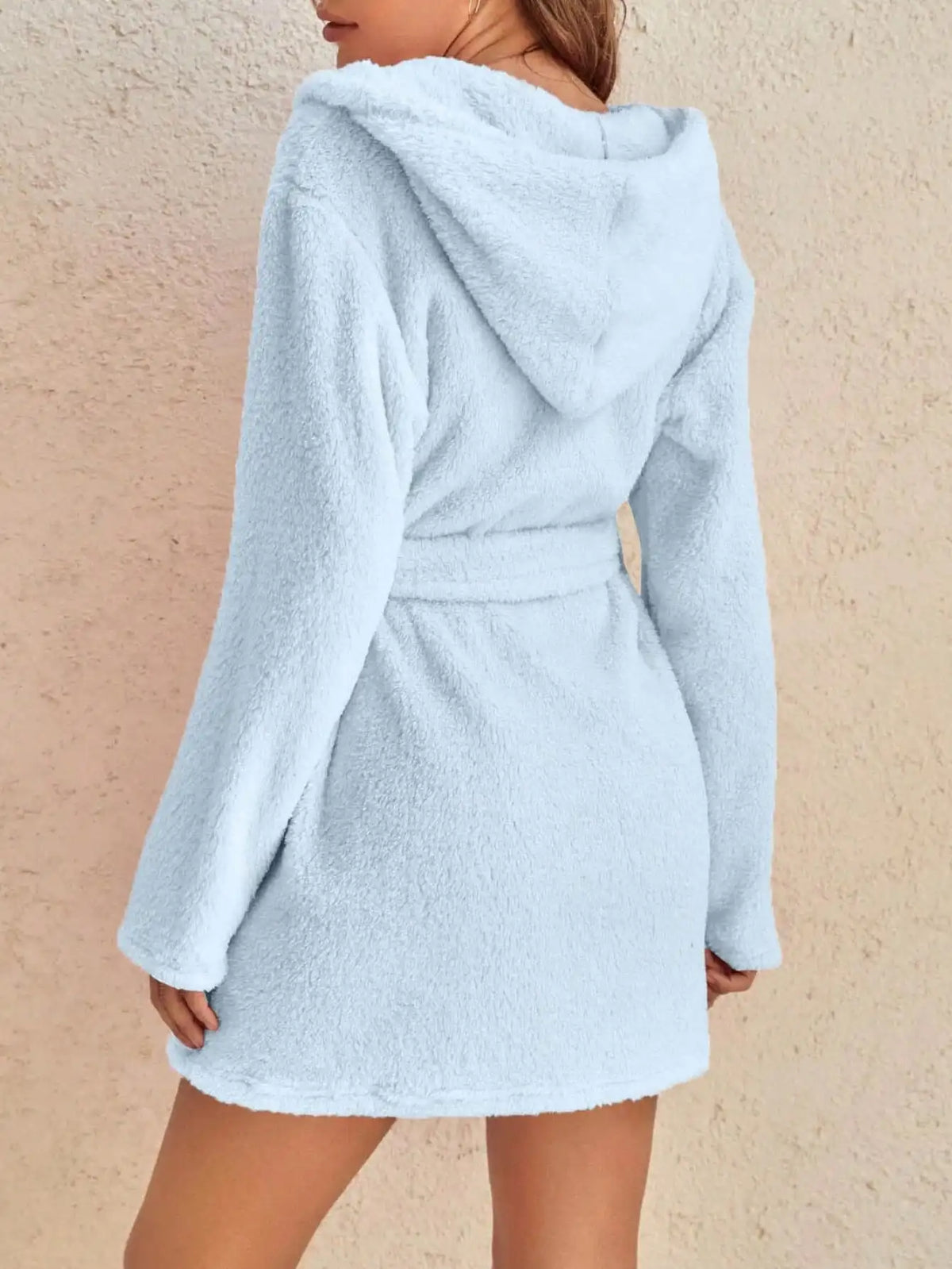 Women's Hooded Fleece Robe with Belt