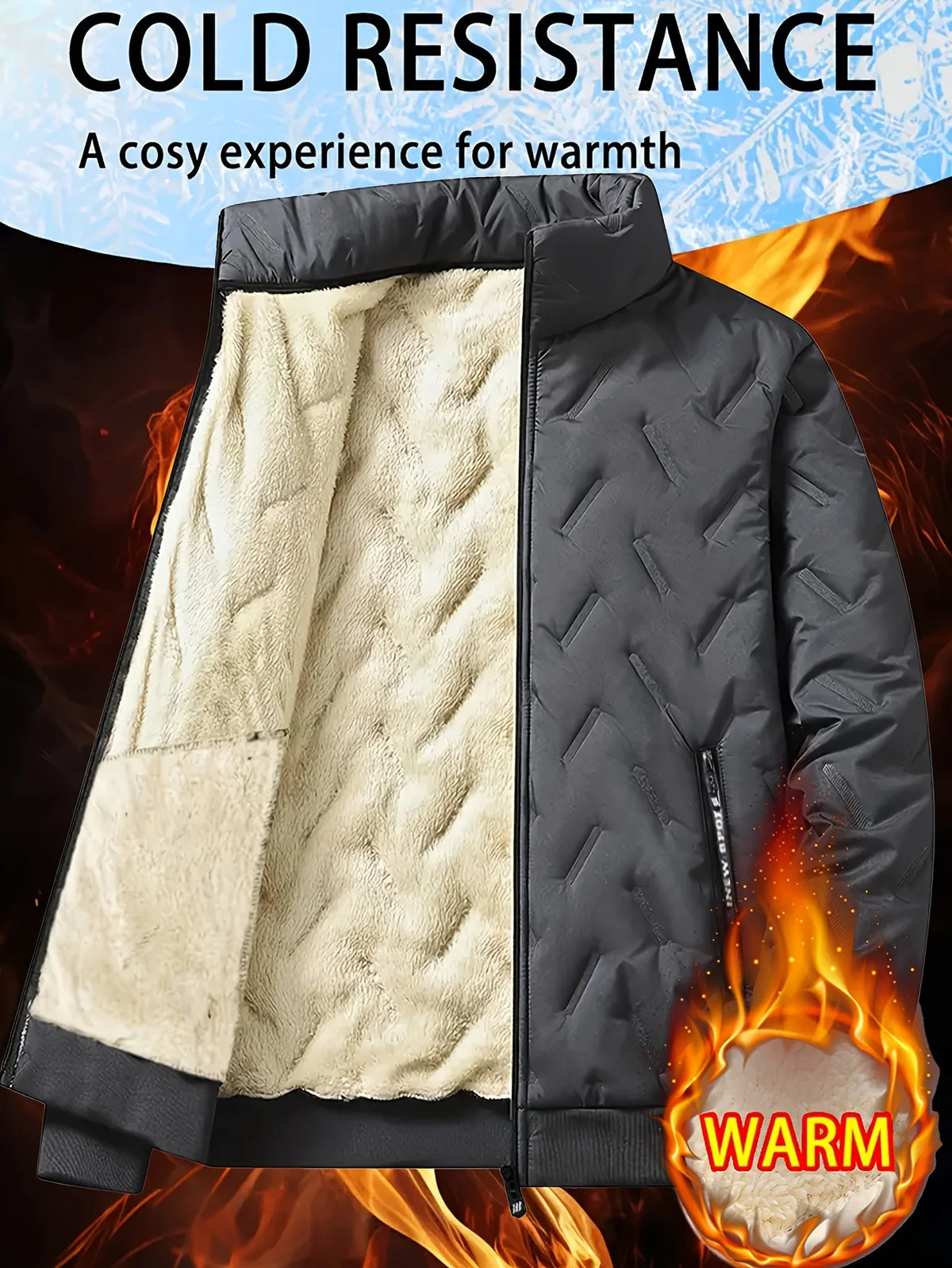 Men's Windproof Winter Puffer Jacket - Warm Padded Zip Coat - photo 8
