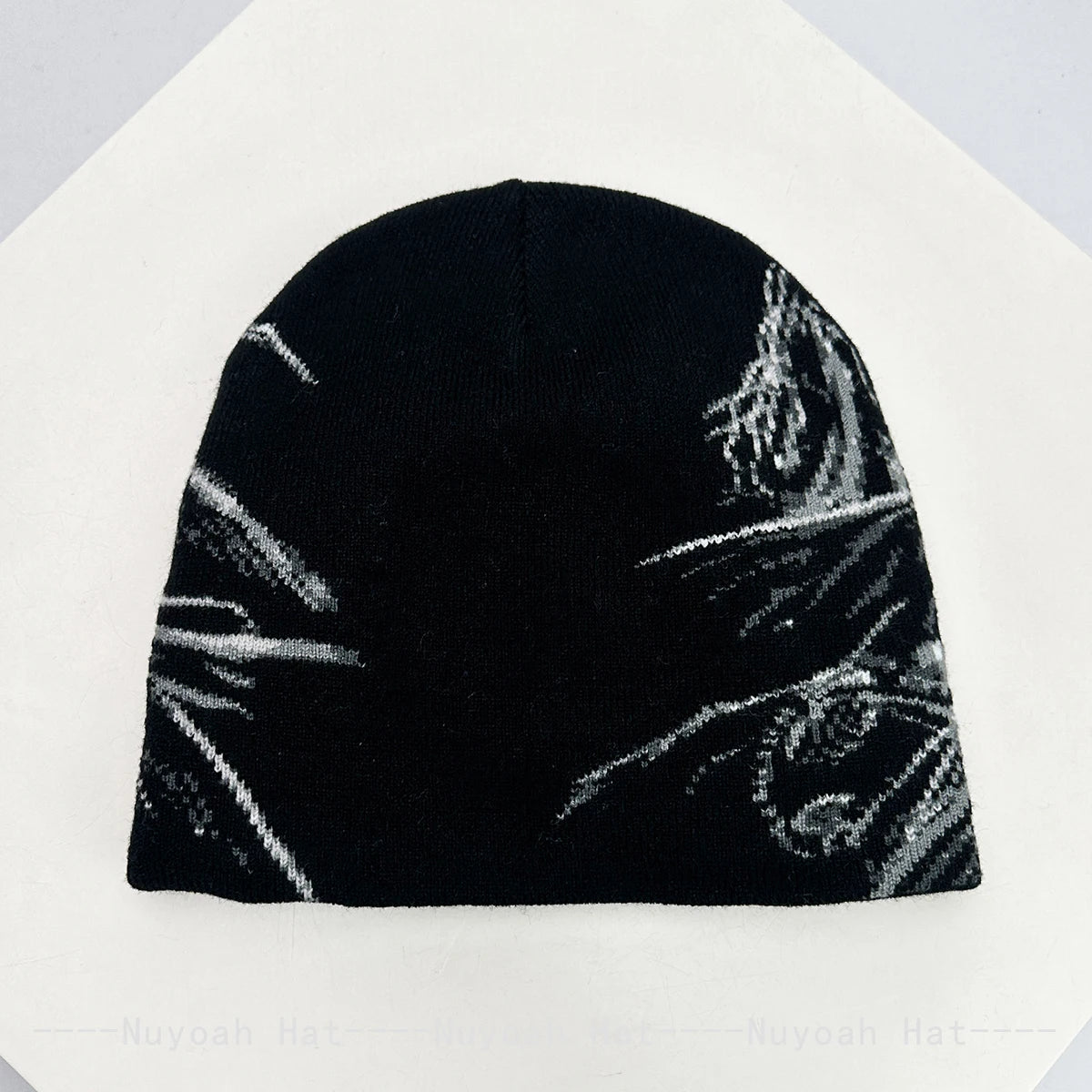 Angel Skull Jacquard Beanie, Unisex Knit Hat