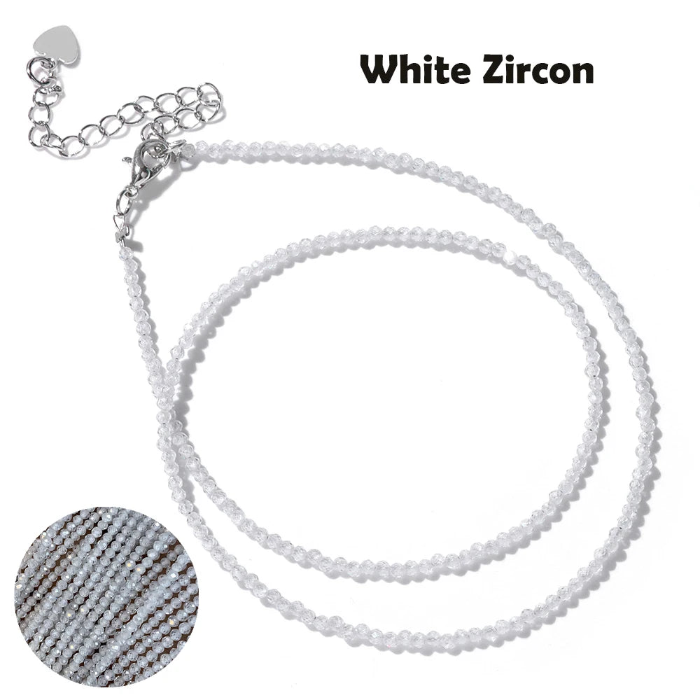 Mini Gem Stone Beaded Necklace 2mm Faceted Natural Agat Quartz Female Fashion Party Choker for Women Girl Jewelry Gift Wholesale