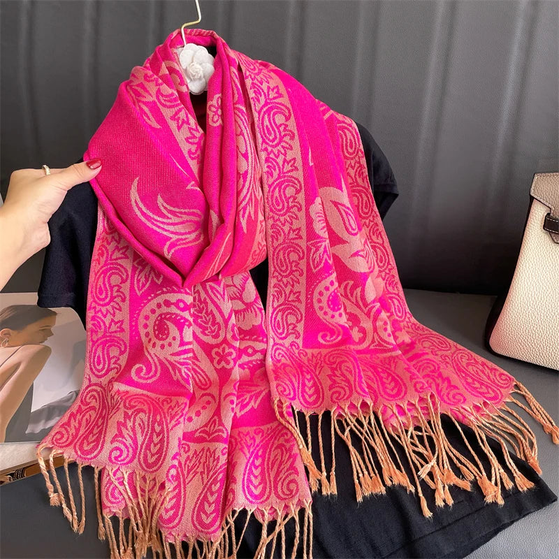 Women's Printed Pashmina Shawl, Soft Winter Scarf