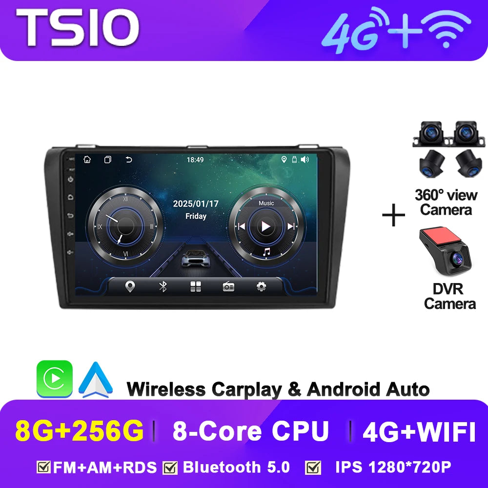 8-Core Android Car Stereo for Mazda 3 (2004–2009) — CarPlay, Android Auto, GPS, 2-DIN, WiFi