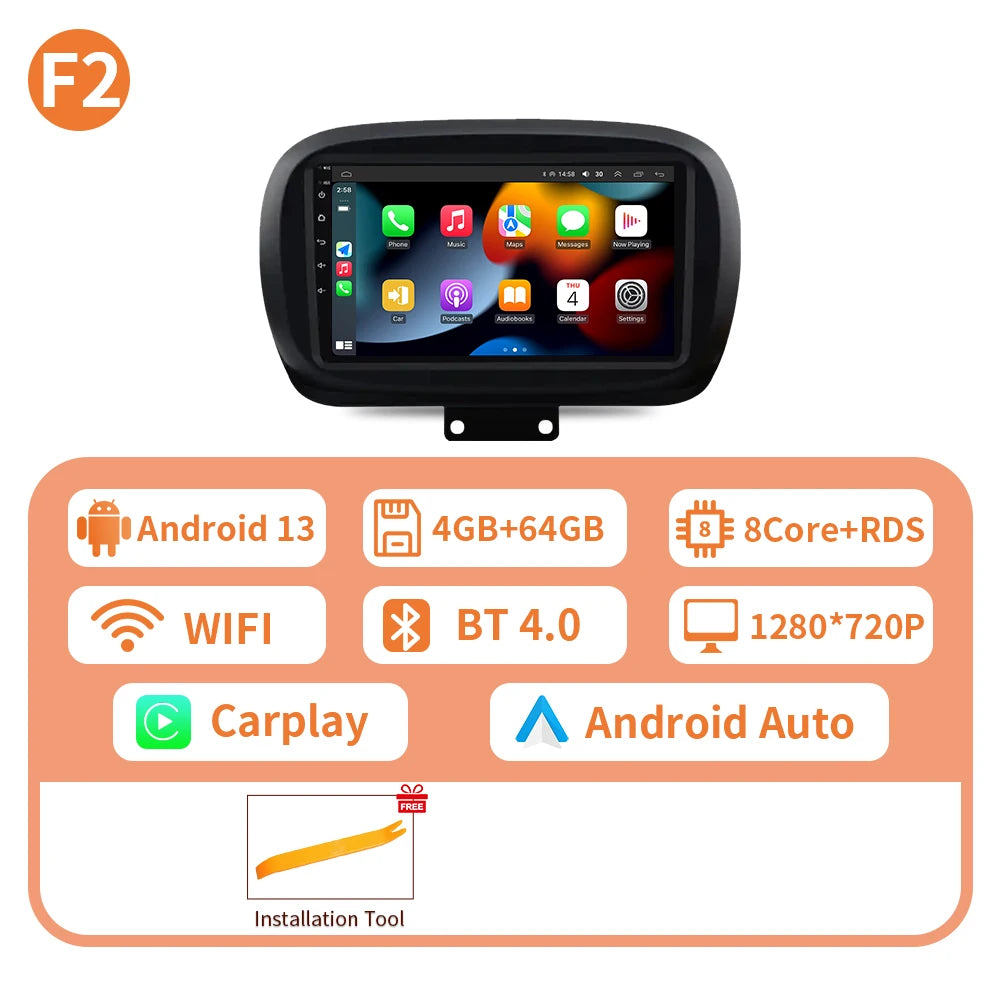 Car Stereo with Apple CarPlay & Android Auto, Compatible with Fiat 500X (2014-2020)