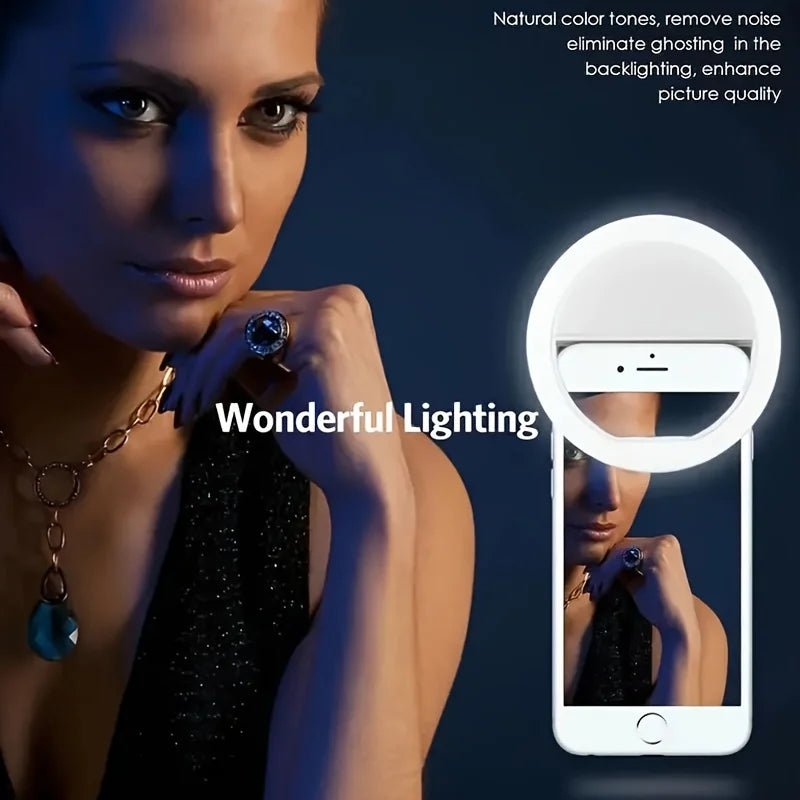 Selfie Ring Light – USB Rechargeable, 3 Brightness Levels | TikTok, YouTube & Makeup Lamp