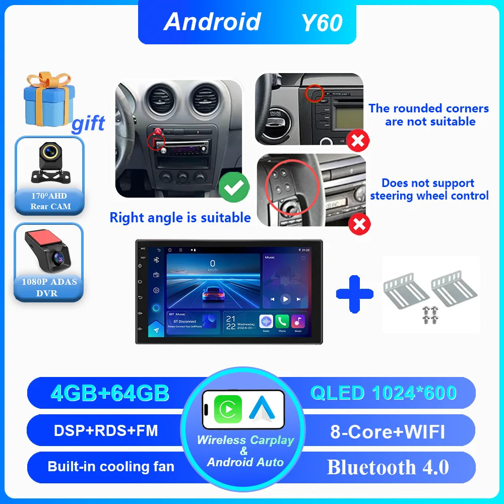 7" Android 16 Car Radio For Seat Ibiza 2000 - 2007 Wireless Carplay Auto Google Map Head Unit Rear Camera No 2 DIN DVD 4G DSP BT