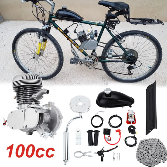 100CC Bicycle Engine Kit 2 Stroke Pocket Bike Engine For DIY Electric Bicycle Complete Engine Silver/Black Color Ship from US