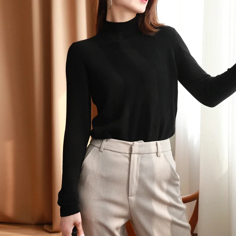 Women's mock neck base sweater, slim knit — view 19 of 20