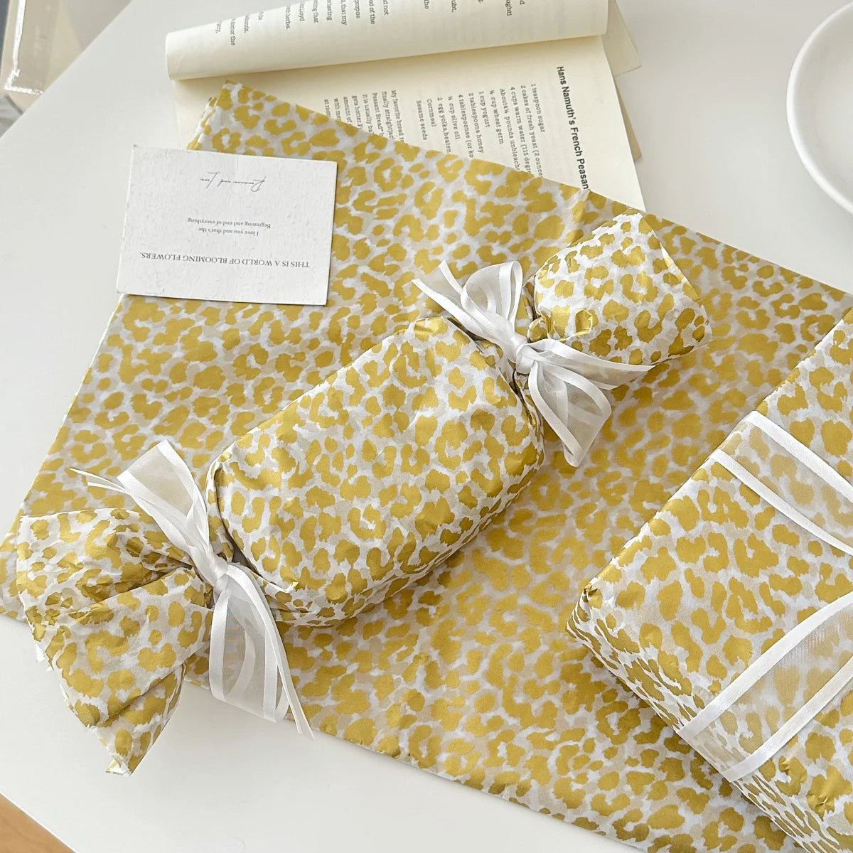 50*70cm Leopard Print Gift Wrapping Paper DIY Handmade Holiday Gift Color Leopard 10 Sheets Per Bag