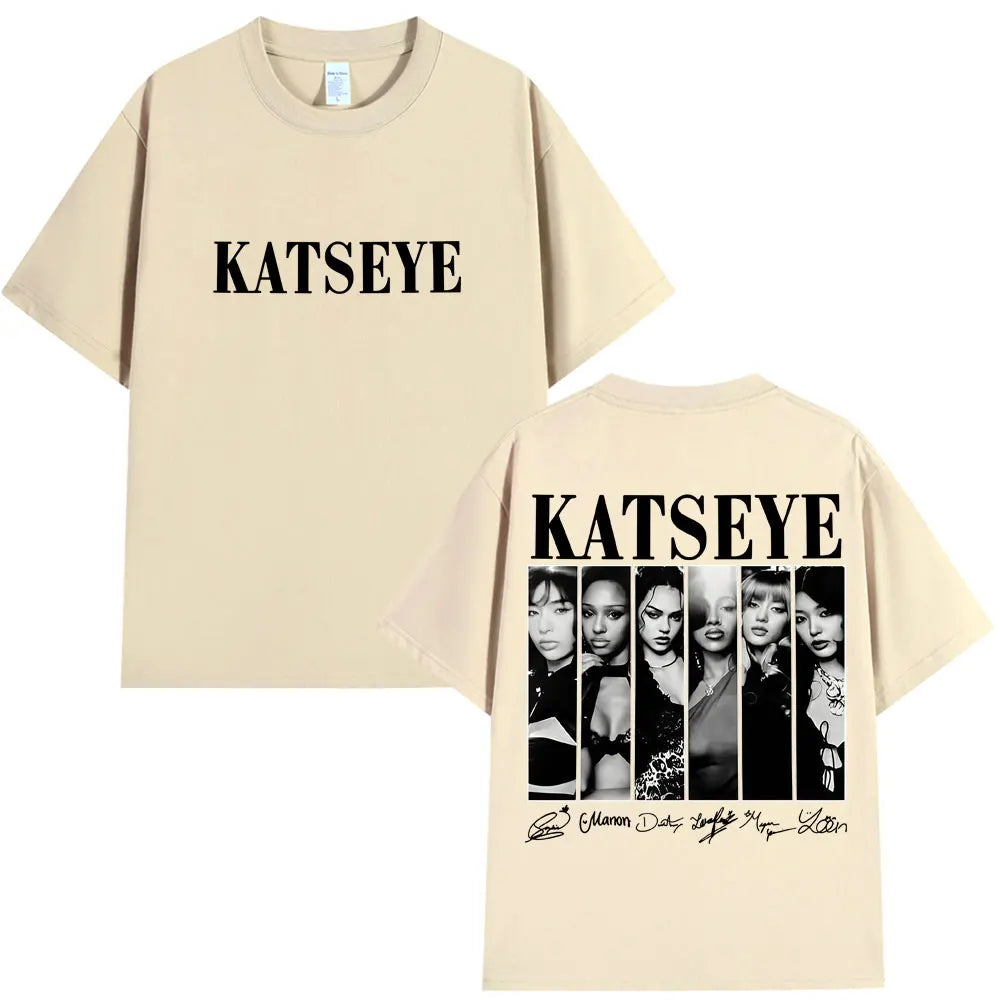 Vintage Korean Style Katseye Graphic T Shirts Kpop Fashion Men Women Popular T-shirt Streetwear Fashion Statement Shirt harajuku