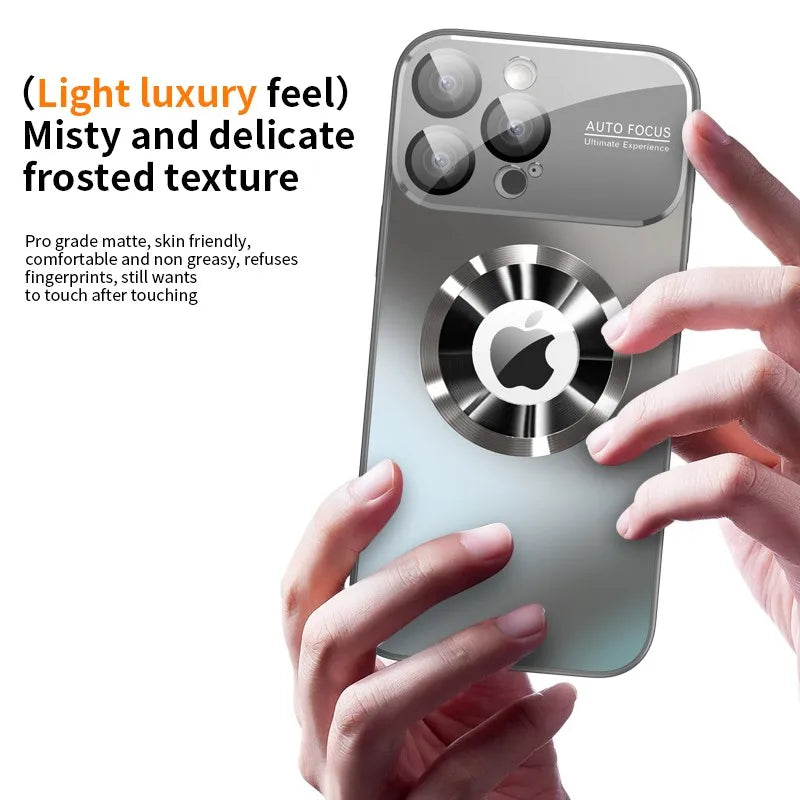 Titanium Metallic Matte Phone Case Compatible with iPhone 11 to 16 Pro Max - MagSafe, Glass Camera Lens Protection Cover