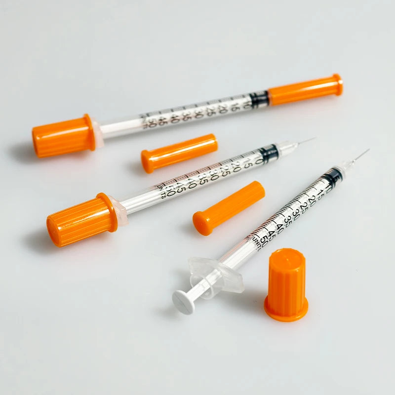 100pcs 1ml/cc Disposable Sterile Orange Insulin Syringe With 30G 8mm Needle, Individually Packed for Feeding Pets