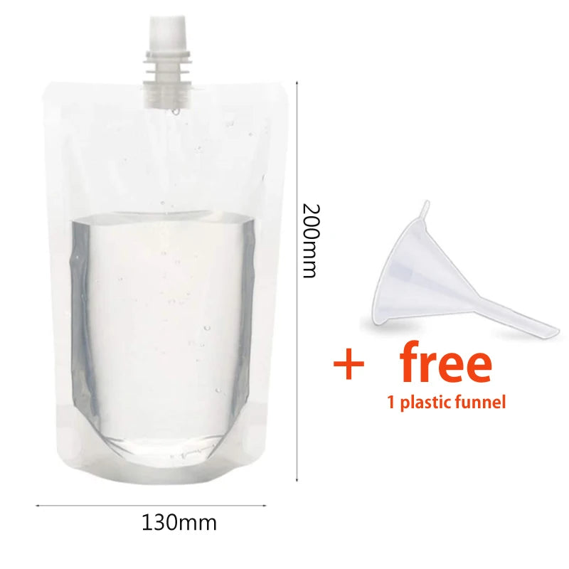 100ml-500ml Travel Drink Spout Pouches Transparent Plastic Bags Sealed Juice Storage Beverage  Ice Cold Drink Pouch Portable