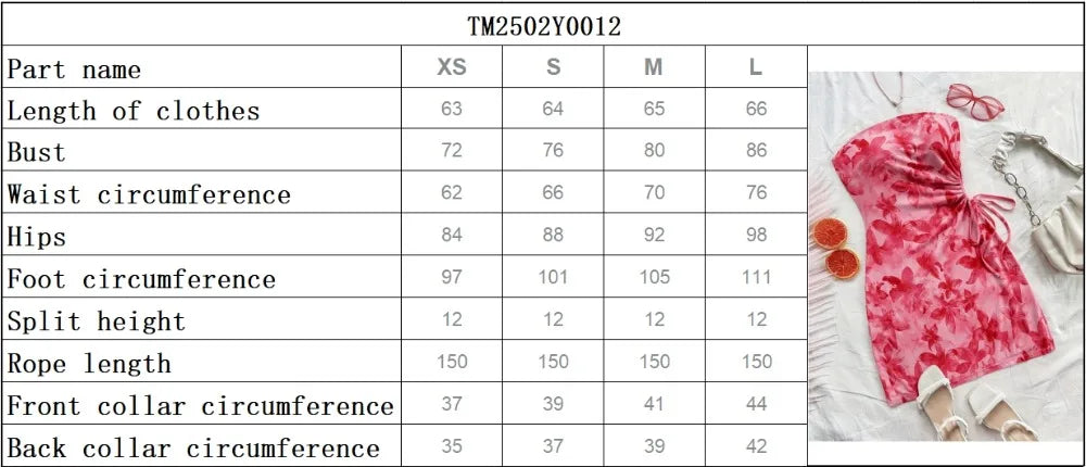 Women's 2026 Floral Print Tube Mini Dress Strapless Backless Party Club Short Ruched Drawstring Bodycon Party Dresses Streetwear
