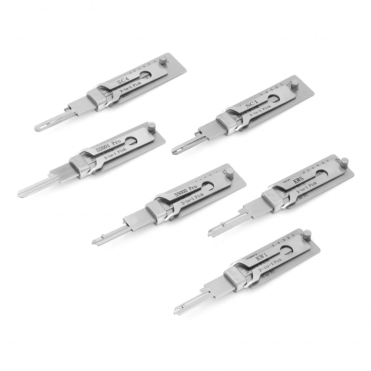 1-6Set Lishi 2 in 1 Unlock Decoder Pickup Kit Unlock Tool Key Decoder Precision Hook Door Maintenance and Repair