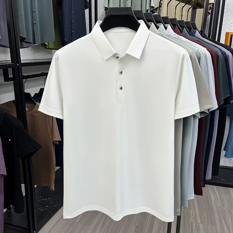 Men's Turn-Down Collar Polo - Quick-Dry Moisture-Wicking, Business