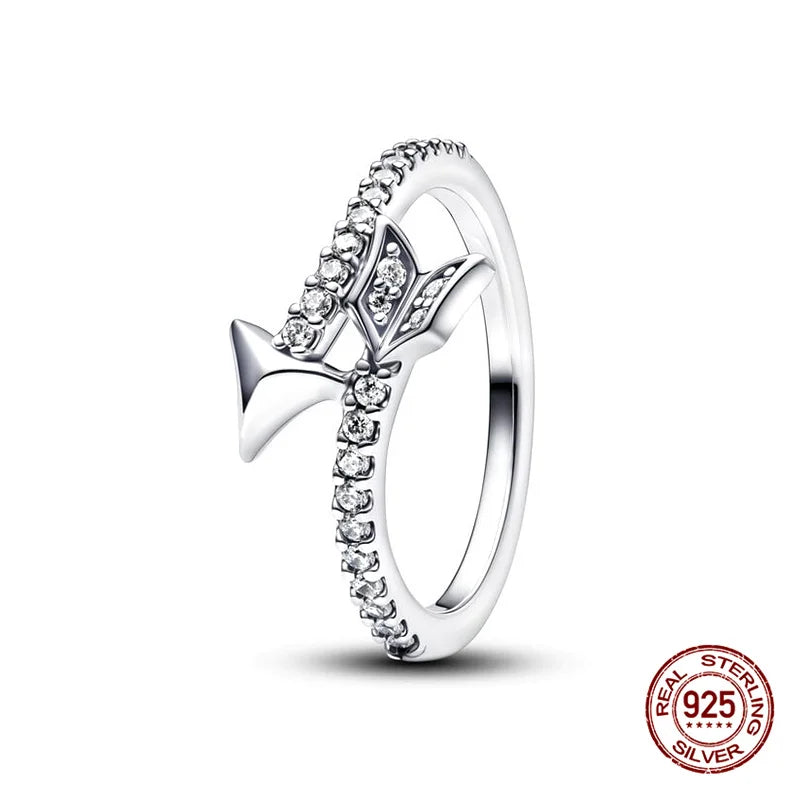 New in 925 Sterling Silver Sun and Moon Love Princess Zircon Oxide Enamel Heart Love Rings Fashion Fine Jewelry For Women Gifts