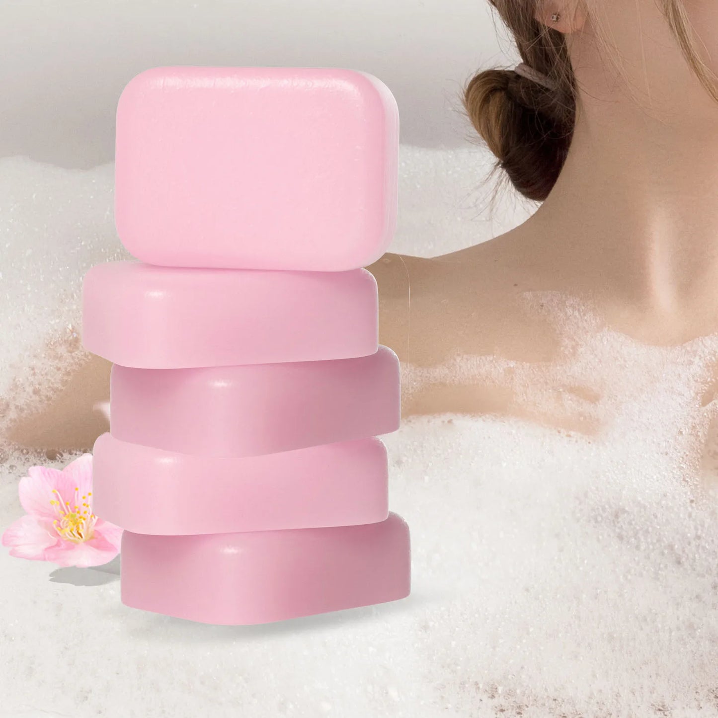LAIKOU Japan Sakura Bar Soap 5pcs Deep Cleansing Soften Skin Even Tone 90g