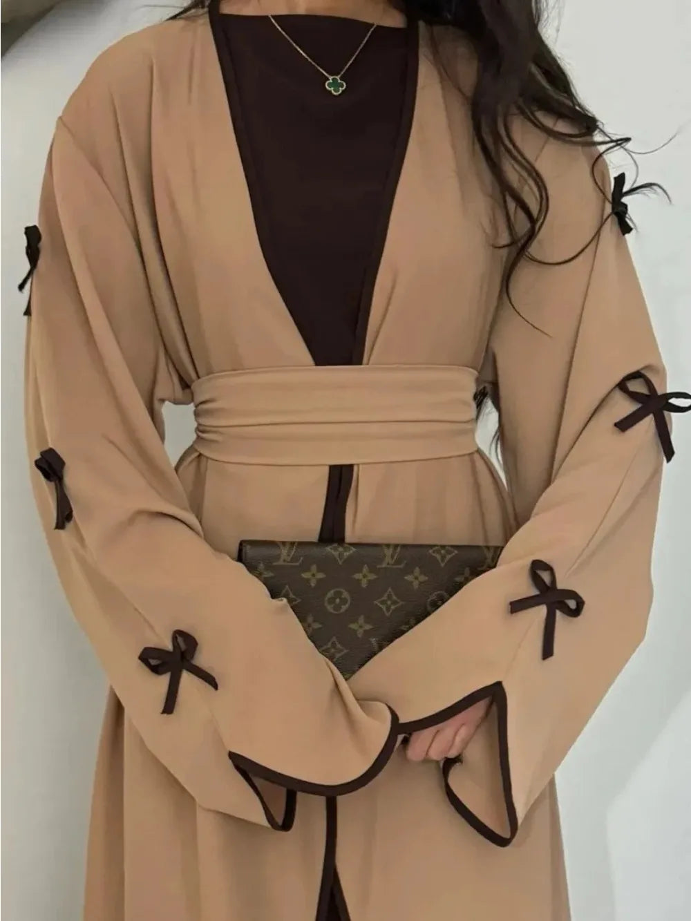 Eid Bow Abaya Women Cardigan Dress Muslim Party Caftan Robe Jalabiya Morocco Dubai Kaftan Islam Vestidos Largos Ramadan 2026