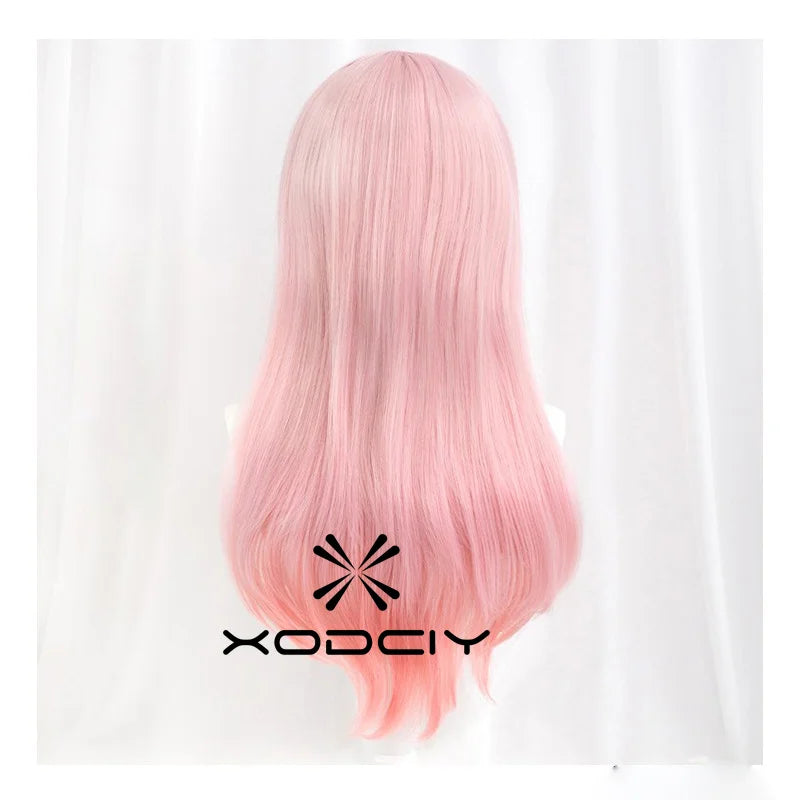 Super Sonico Supersonico 60cm Long Pink Ombre Hair Heat Resistant Cosplay Costume Wig + Toy headset Headphone Prop