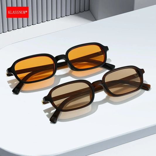KLASSNUM Vintage Sunglasses Men Women 2026 Trendy Eyewear Rectangle Sun Glasses Anti UV400 Shades Eyepiece Small Square Glasses