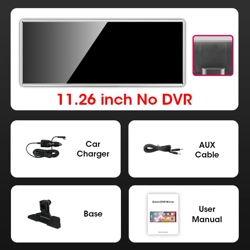 11.26 inch 4K Dash Cam Wireless Carplay Android Auto Fashionable Silver Border Car DVR GPS Navigation Video Recorder Dashboard