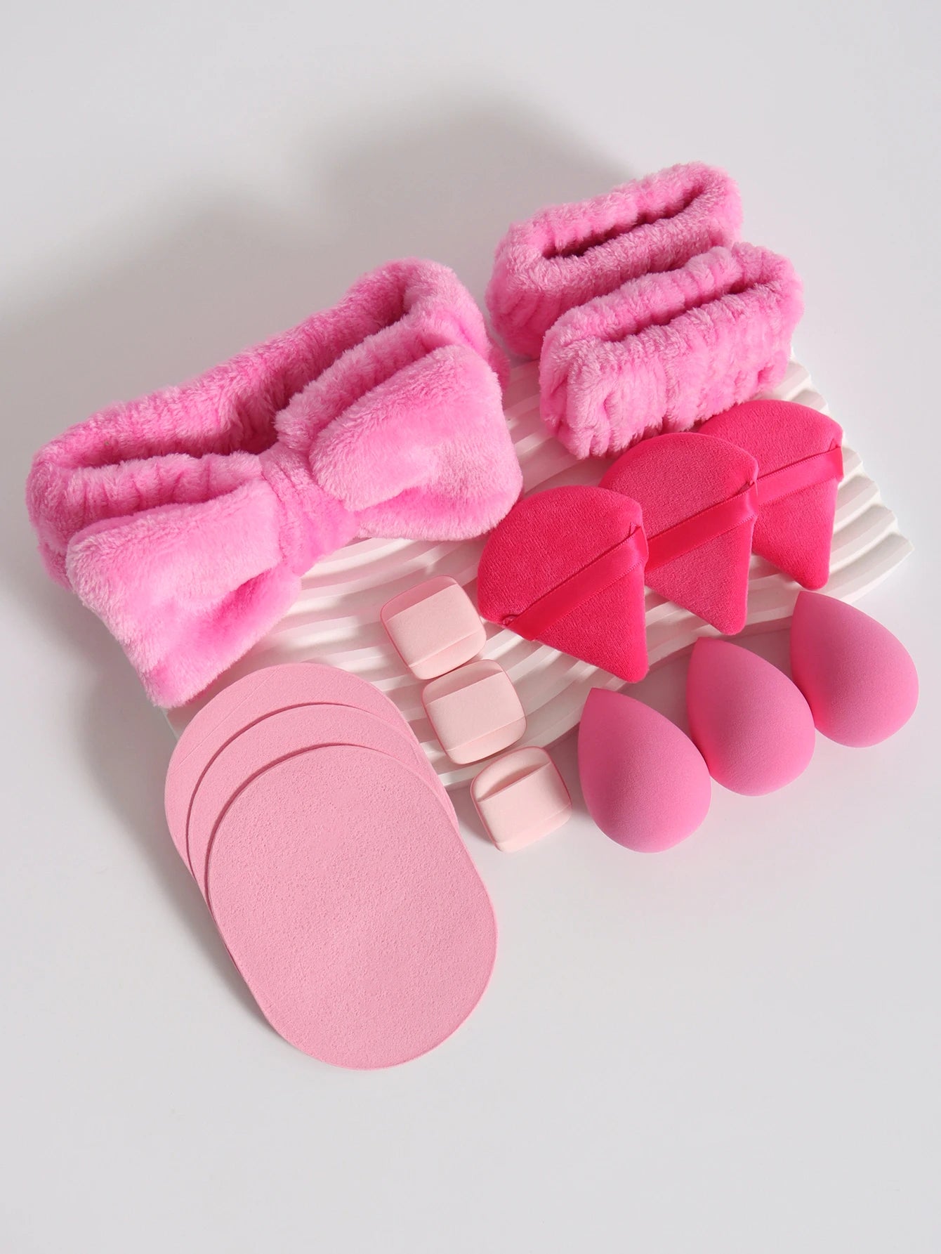 15Pcs Cosmetic Puff Makeup Sponge Blender Beauty Egg Foundation Sponges Puff Wash Face Headband Wristband Make up Accessories