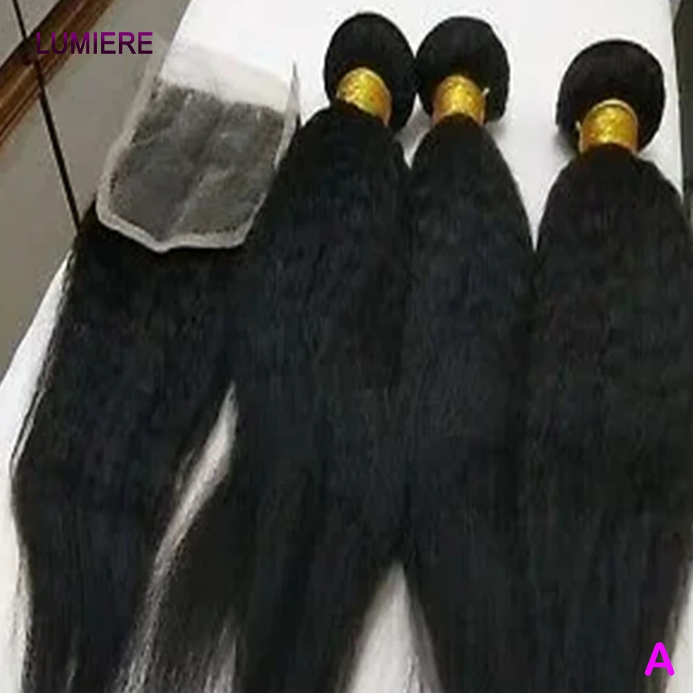Kinky Yaki Straight Human Hair Bundles Deal Raw Virgin Human Hair Bundles Deal Brazilian Hair Extensions On Sale Clearance