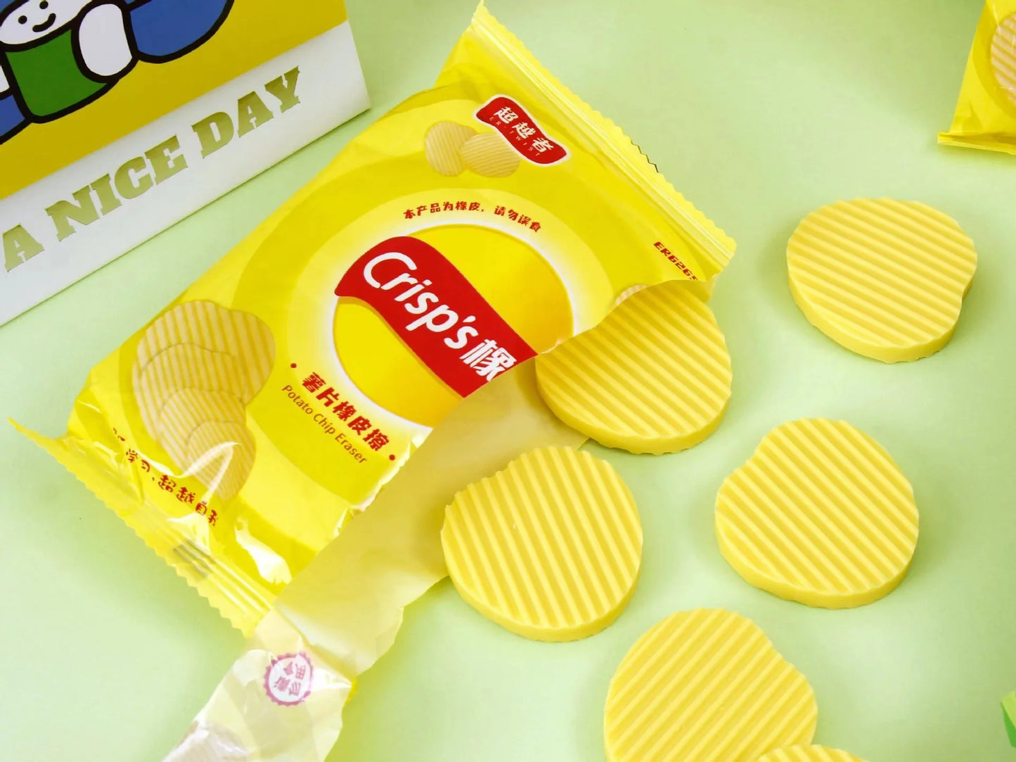 Aesthetic stationery back to school supplies Kawaii Stationery items Potato chips  Erasers rubber school stationery accessories
