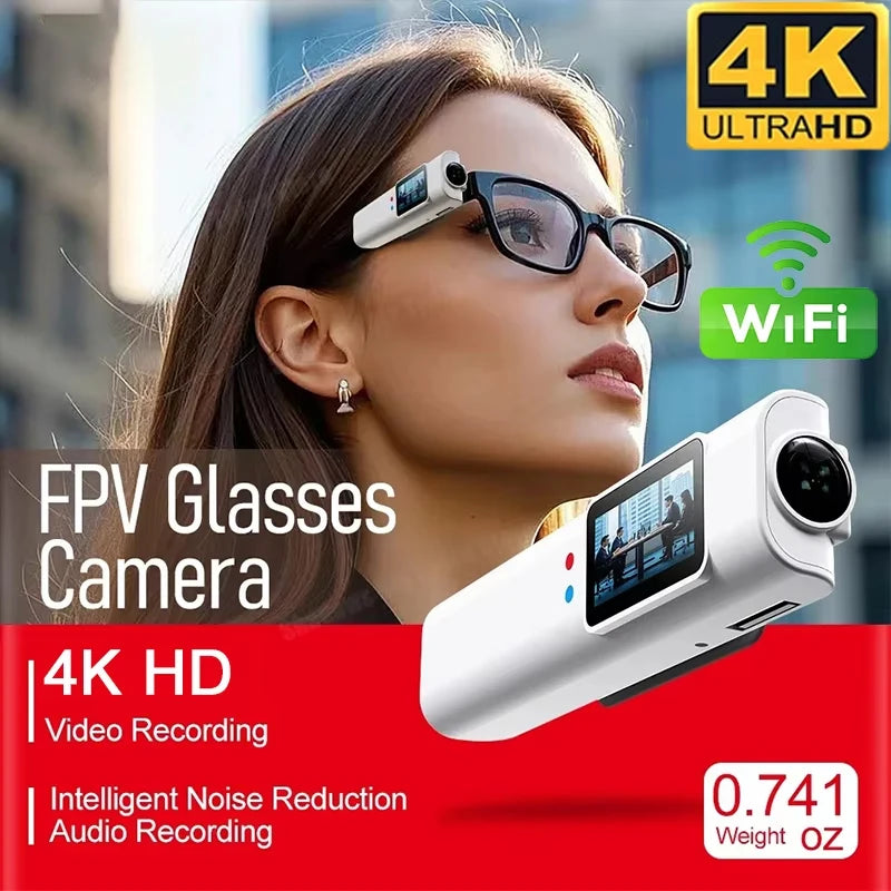 Mini FPV Glasses Camera — 4K WiFi Wearable Headset Recorder