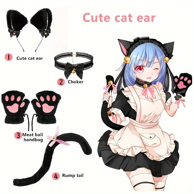 Cat Paw Gloves and Cat Ear Headband Set